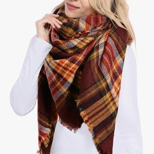 Bess Plaid Blanket Scarf Winter Fall  Scarf Woman’s Warm Soft Chunky Large